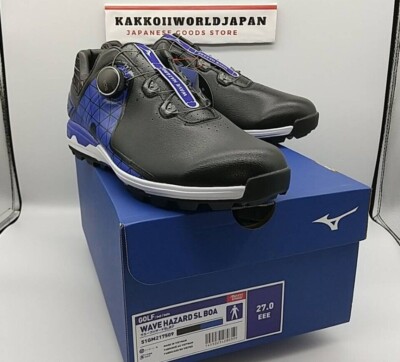 MIZUNO Golf Shoes WAVE HAZARD SL BOA WIDE 51GM2175 Black Blue New