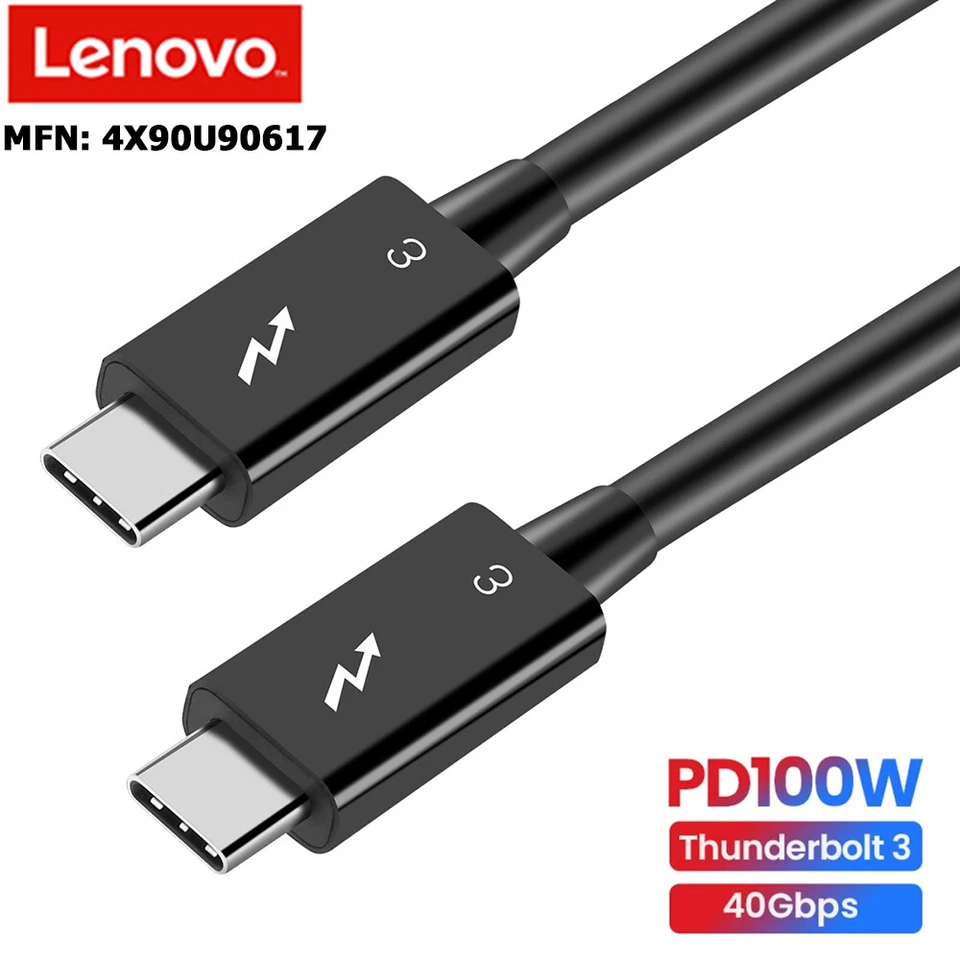 Lenovo Thunderbolt 3 Cable 0.7M 40Gbps 100W 5K 4K USB-C Gen 2 Video Cord |