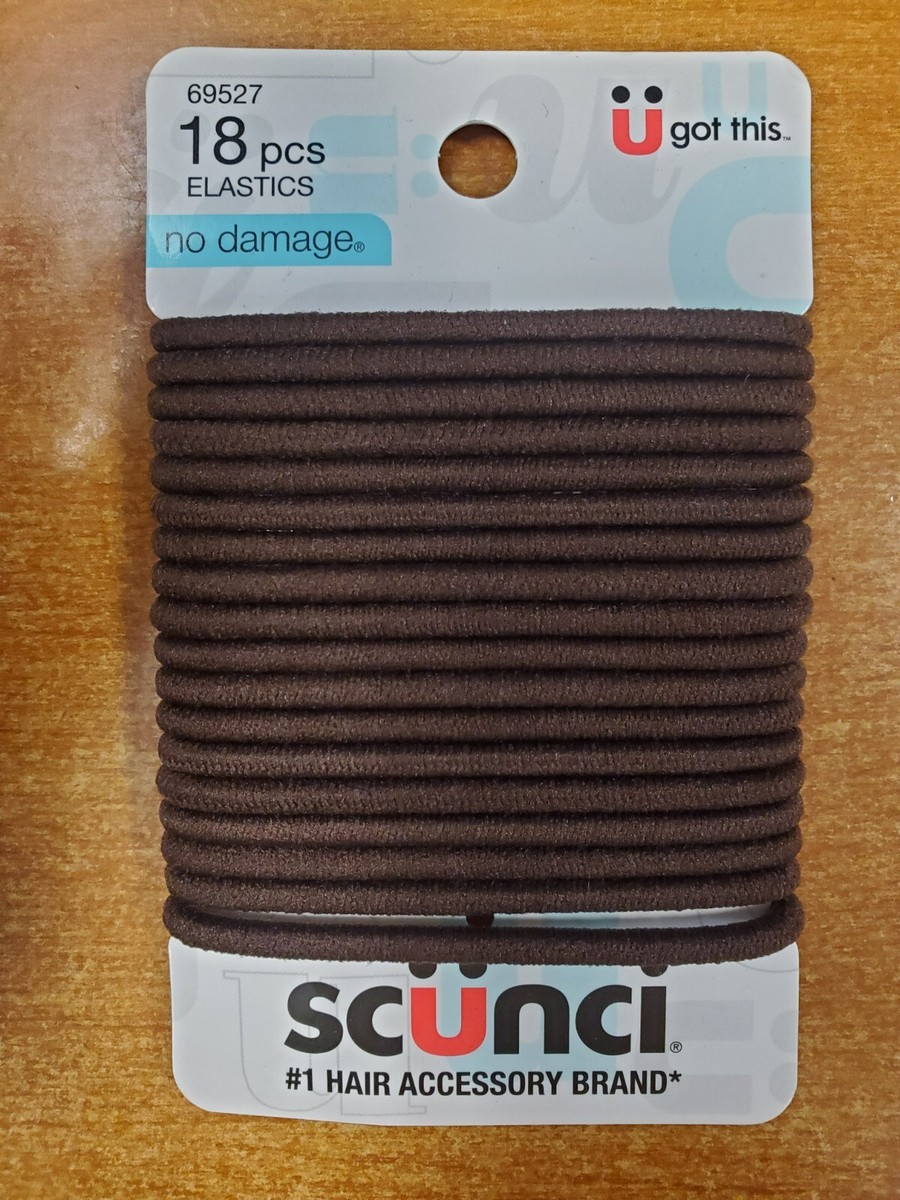 6 Packs of 18: Scunci Brown No Damage Medium-Hold Elastic Hair