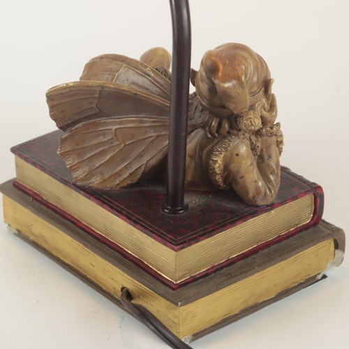 Fairy Boy Lying on Books Resin & Ceramic Table Lamp - No Shade - Damage to Base - Picture 3 of 8