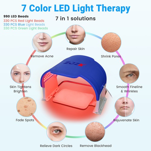 7 Colors LED Light Therapy PDT Skin Rejuvenation Firming Facial Beauty Machine - Picture 7 of 13