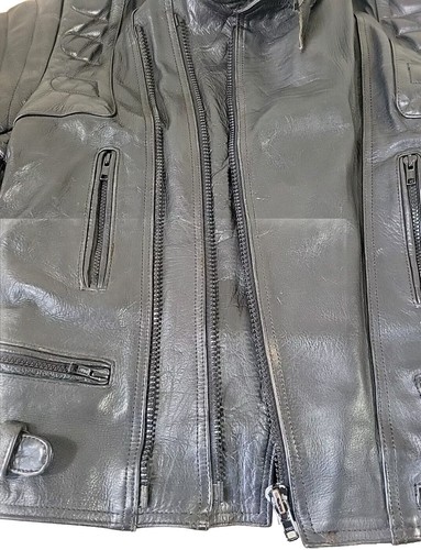 SPORTEX C-4 Genuine Leather Black Biker Jacket Attachment Zip Small-Medium (44) - Picture 15 of 23