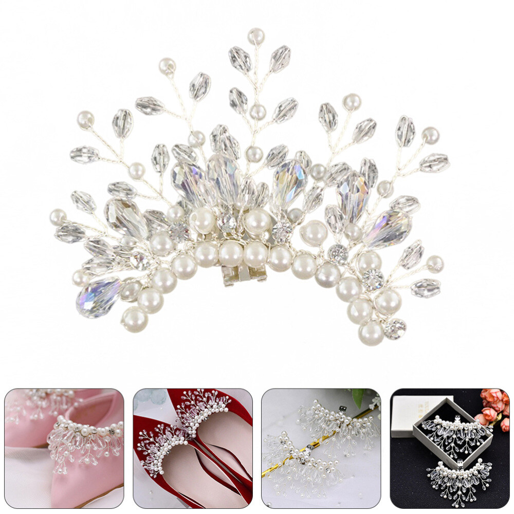 Pearl Shoe Clips Set 2pcs Bridal Wedding Accessories Detachable Buckle Decor Amazon.com: 2 Pcs Pearl Bow Shoe Clips DIY Rhinestone Shoe  main image 4