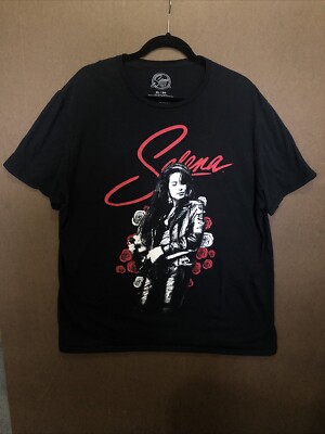 NICE XL Extra Large Selena Unisex Black T-Shirt Official Roses Latin