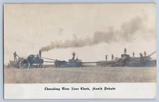 Clark South Dakota SD Threshing View Farming Real Photo Postcard RPPC 1908