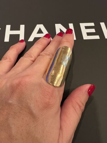 NEW YELLOW GOLD TONE FULL FINGER RING SIZE 7