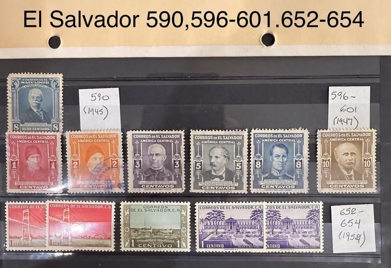 El Salvador Stamps Lot 599,596-601,652-654 (1945,1947,1954)