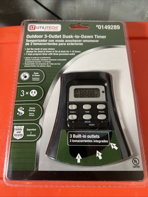Utilitech Digital Outdoor Timer with 3 Built-In Outlets w/Photocell (0149289)