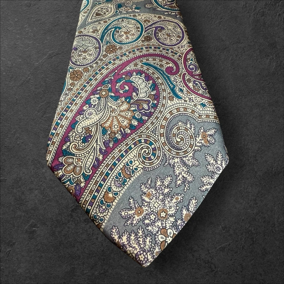 Corbata para hombre Mario Valentino roja ~ dorada seda cachemira hecha en EE. UU. 3,5" X 57" Foto 2 de 4