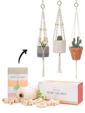 Macrame Kit - Makes 3 Macrame Plant Hangers with Easy To Follow Instructions ...