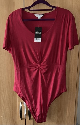BNWT Next Red Short Sleeve Twist Front Body Suit - Size UK 20 - Picture 1 of 3