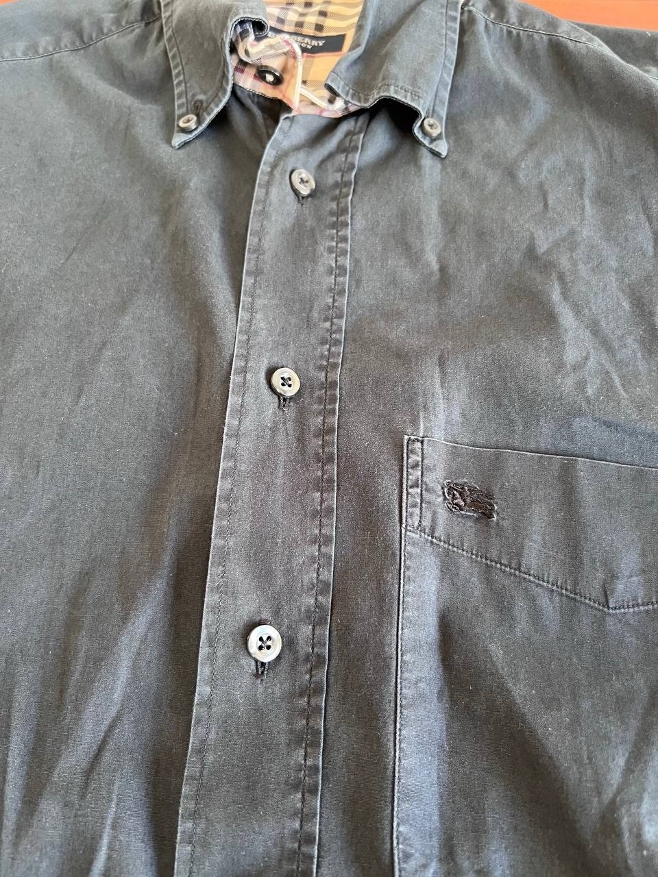 SAINT LAURENT Camicia uomo vintage Burberry Brit nera dettagli Novacheck cotone taglia M