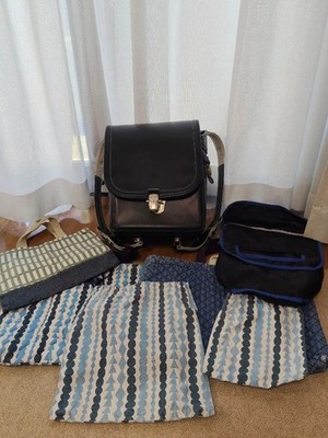 Actus Randoseru Black Flap Style Bag Full Set with Tablet Case Bag Kit