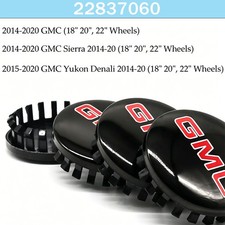 Black Red Wheel Center Caps 83mm 3.25in For Sierra Yukon Denali 2014-20 4pcs
