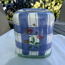 Liz Claiborne Ceramic Hand Painted Square Floral Tissue Box Holder In Full Bloom