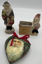Vintage Santa Lot Japan Container 2 Santa Ornaments Holiday Christmas D cor