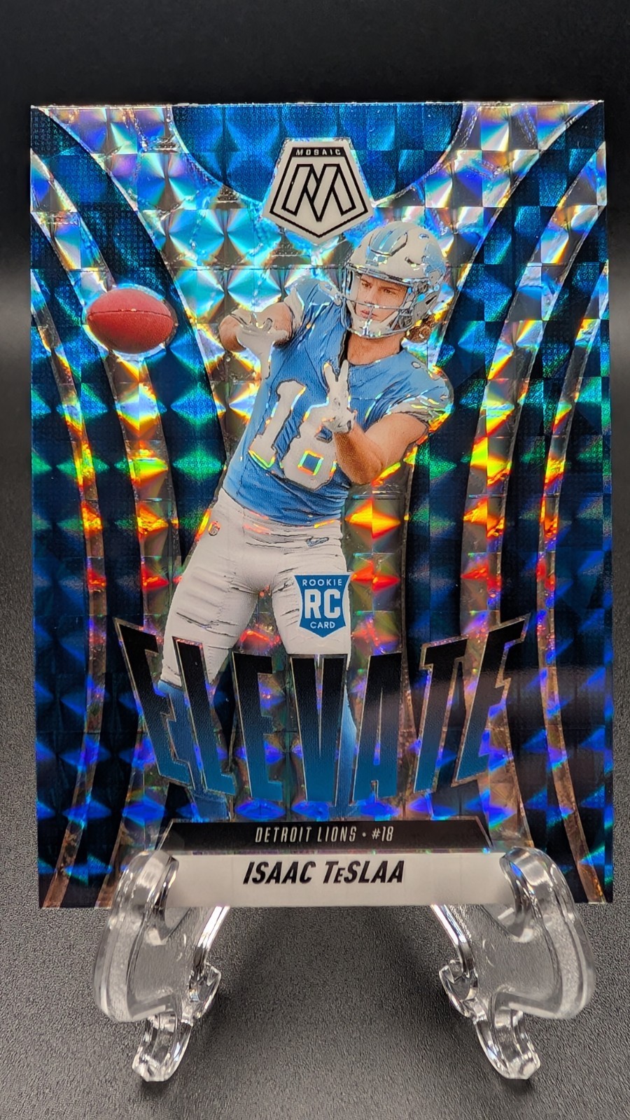 Isaac Teslaa Rookie Card 2025 Panini Mosaic Elevate #8 RC Lions Silver Mosaic