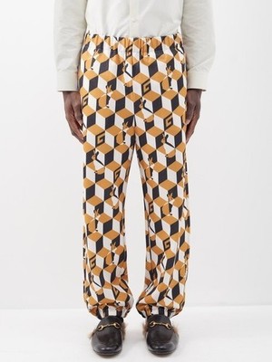 Authentic Men's Gucci Geometric Technical Jersey Jogging Track Pants New $1700 S