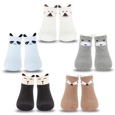 Little Girls Animal Cat Socks Kids Children Cotton Low Cut Ankle Socks 5 Pair...