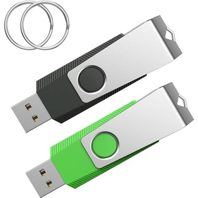 USB Flash Drive 4 GB 2.0 - 2er Set, Metall-Drehdeckel, Schlüsselanhänger-Design