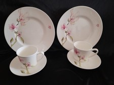 Rosenthal Fine Bone Jade Magnolie 2 x Kaffeetassen Untere Teller fast neuwertig 