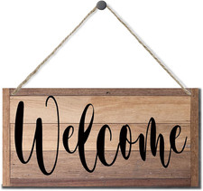 Welcome Decor Sign, Hanging Wood Sign Home Decorative, Printed Wood Wall Art Sig