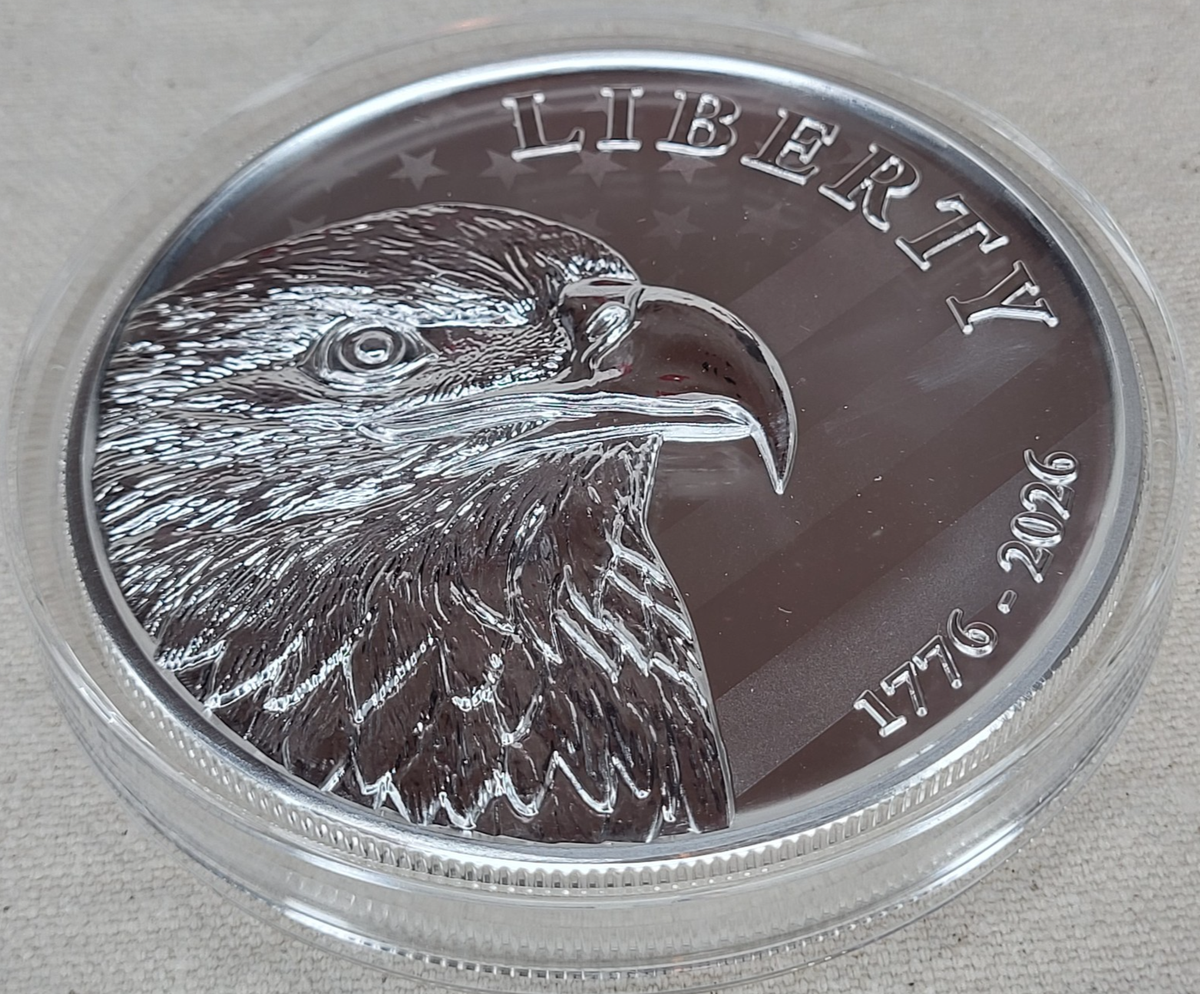 America 250th Anniversary 10 Oz Silver Round .999 Liberty Eagle