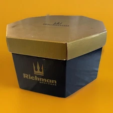 VTG Hat Box - Black Gold Richman Bros Octagonal 14x12x6” Extra Tiers Inside