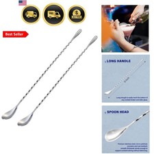 Bar Spoon Cocktail Mixing Stirrers for Drink, Stainless Steel 12 Inches Long ...