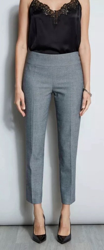 BNWT Elie Tahari Herringbone Grey Pants, Size 4, $348