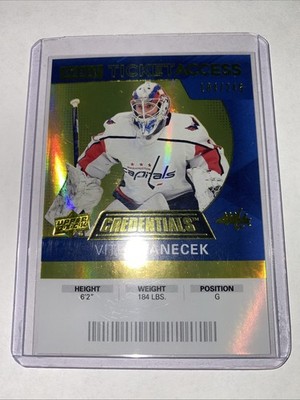 2021-22 Upper Deck Credentials Vitek Vanecek/249 Debut Ticket Access Yellow #92