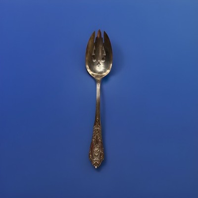 Wallace Silver Rose Point Vintage Sterling Silver Pierced Serving Spoon Antique