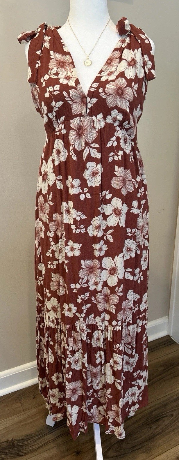 Abercrombie & Fitch NWOT Size L Floral Maxi Dress Hibiscus Print