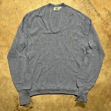 Vintage 70s Izod Lacoste Blue Acrylic Round Neck Sweater 1970s True Vintage