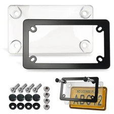 Motorcycle License Plate Covers- Bubble License Plate Protector and Black Sta...