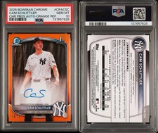 2025 Bowman Chrome Prospects Cam Schlittler True Orange Auto /25 PSA 10