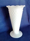 Vintage Anchor Hocking Hobnail Milk Glass Fluted/Ruffeled Edge Vase 9.5"