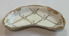 Vintage Trinket Jewlery Tray Bone Dish Gold Gilded by Ardalt from Japan Cream