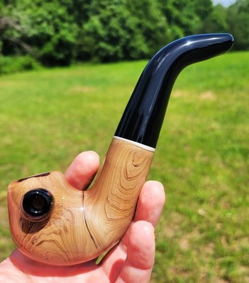 Briar Wood Glass Bent Apple Sherlock Pipe USA Made
