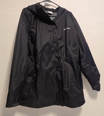 Columbia Jacket Womens 3XL BLK Arcadia II Zip Hooded Rain Windbreaker Mesh Lined