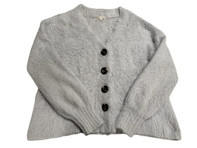 Willow & Clay Eyelash Gray Fuzzy Cardigan Size Small
