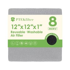 PTEKfilter 12x12x1 Washable Reusable Carbon Air Filter MERV 8 HVAC Furnace