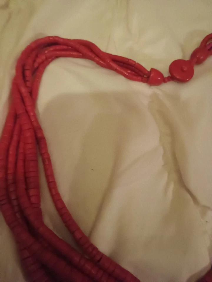 Collar de colección con babero con cuentas rojas de 19 pulgadas boho Foto 3 de 4