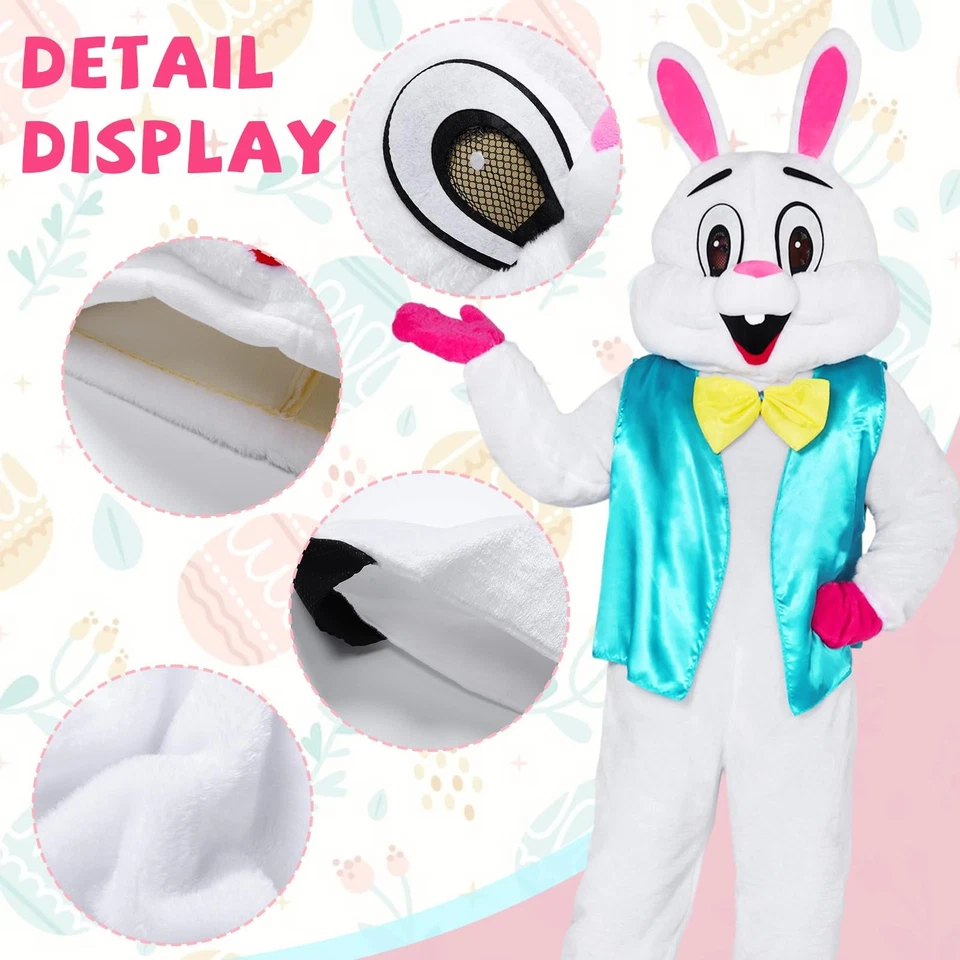 Disfraz de Conejo de Pascua Adulto, 6 Piezas Traje de Conejo de Pascua Mascota Vestido Elegante Foto 3 de 4