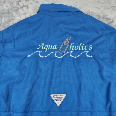 Columbia PFG Tamiami II Fishing Shirt Men's XL Blue Button Up Loop Vented Omni 