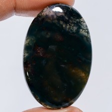 100 Natural Moss Agate Oval Cabochon Loose Gemstone 57 Ct. 39X25X5 mm X-27417