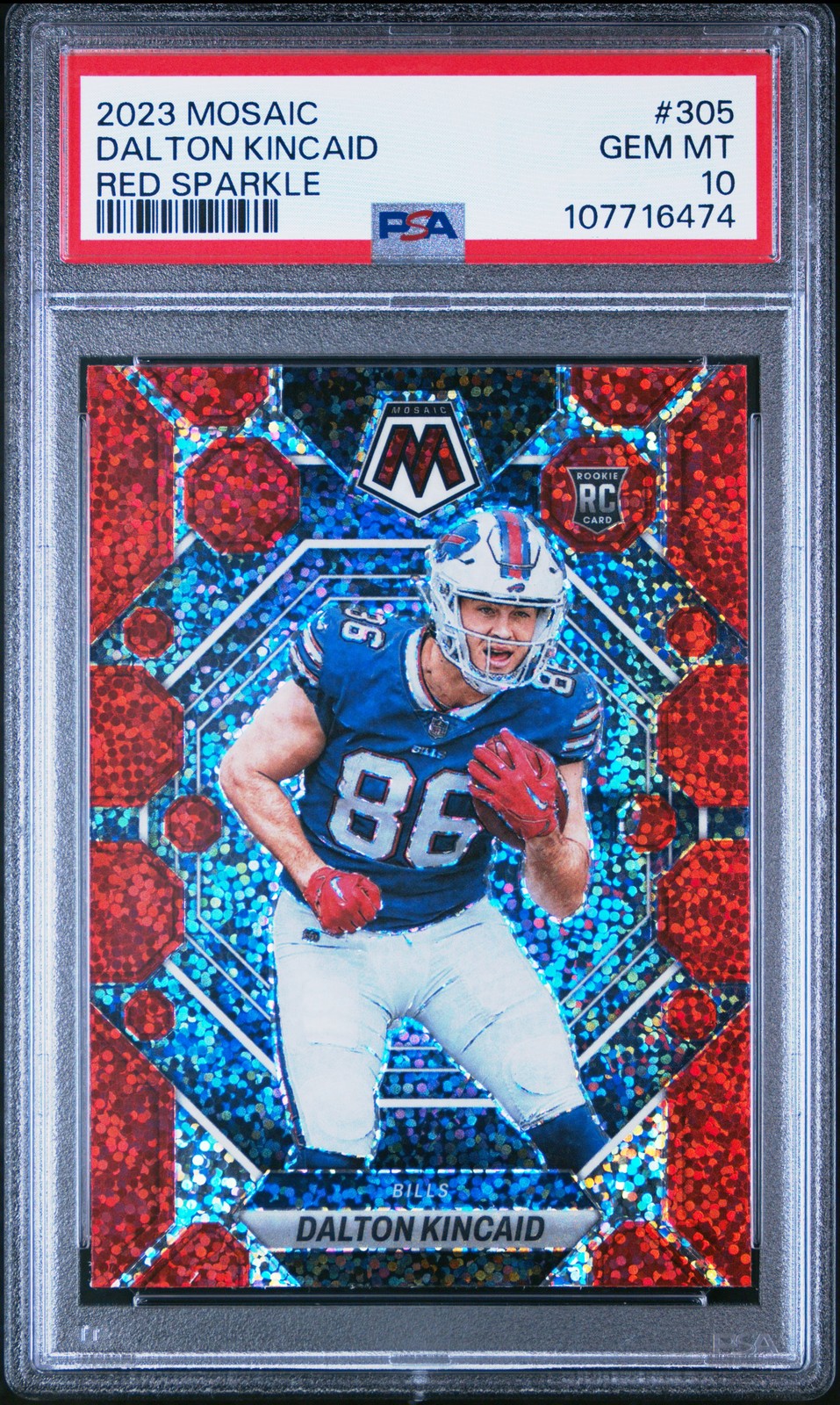 2023 PANINI MOSAIC RED SPARKLE #305 DALTON KINCAID PSA 10