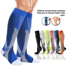 Support Edema Varicose Veins Anti-Fatigue Flight Travel Long Compression Socks