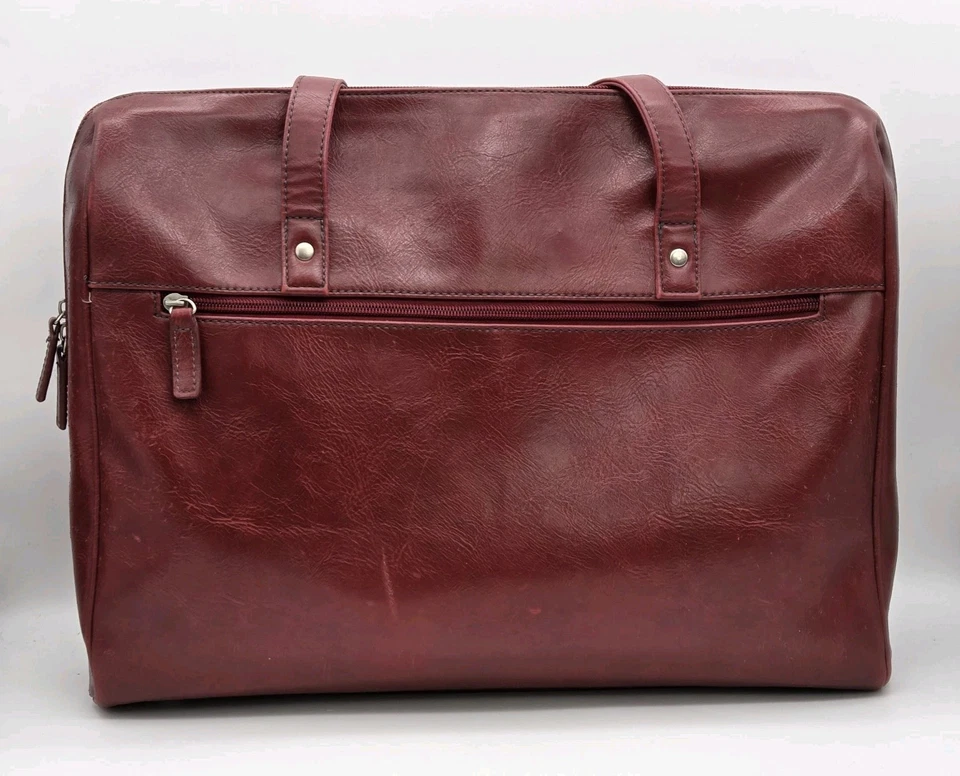 Bolso Mensajero Buxton Borgoña Imitación Cuero Laptop Funda Doble Correas De Colección Años 90 Foto 3 de 4