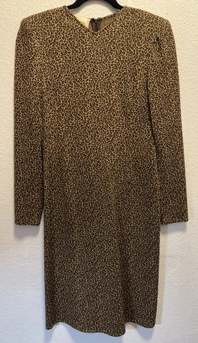 RARO ~ VINTAGE ~ VALENTINO BOUTIQUE ~ Abito maglione lana stampa leopardata ~ Taglia 10